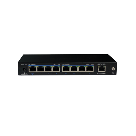 UTP3SW08TP120 - Switch PoE 8 Puertos / 1 Puerto UpLink Fast Ethernet / 802.11af y at/ Hi PoE / Modo CCTV / 120 Watts