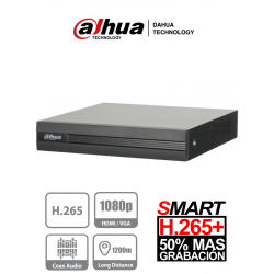XVR1B04 - DVR 1080P Lite / H.265+ / Pentahibrido / 4 Canales HD + 1 Canal IP / 1 Bahía HDD / Smart Audio HDCVI / P2P