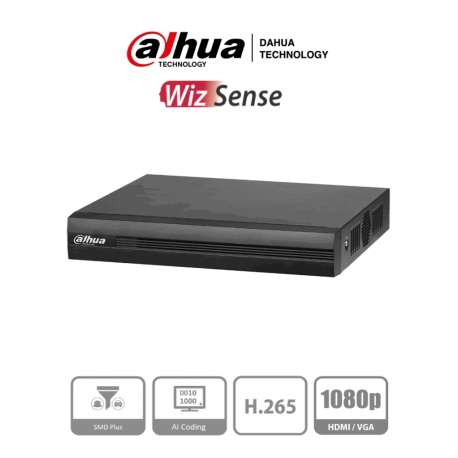 XVR1B16I - DVR 1080p LITE / WizSense / H.265+ / 16 CH HD + 2 CH IP o Hasta 18 CH IP / 8 CH SMD Plus / Smart Audio