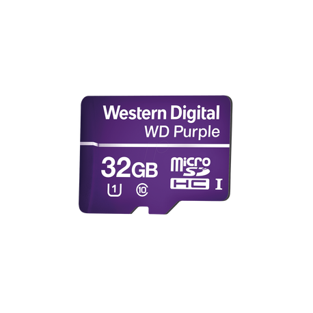 WDD032G1P0A - Memoria microSD 32GB WD PURPLE / Especializada Para Videovigilancia / 3 Veces Mayor Duración