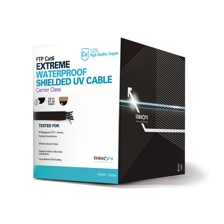PROCAT6EXT - Bobina de Cable FTP de 305 m (1000 ft) Cat 6+ / Blindado / Cable 100% Cobre / Color Negro / Uso Exterior