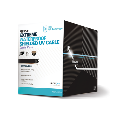 PROCAT6EXTLITE - Bobina de Cable UTP de 305 m (1000 ft) Cat 6+ / SIN Blindar / Cable 100% Cobre / Color Negro / Uso Exterior