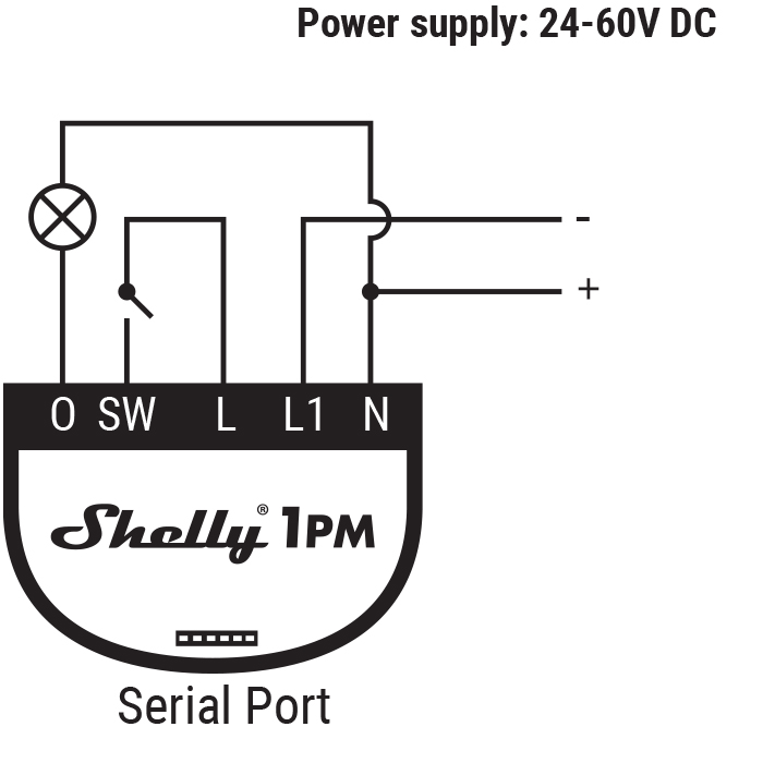 Shelly1PM DC Wiring